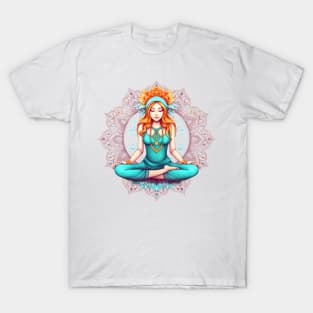 Yoga Girl And Mandala #3 T-Shirt